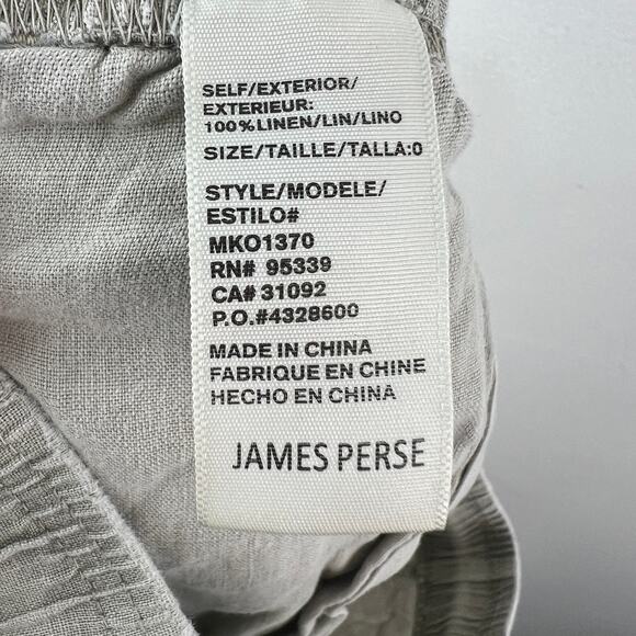 James Perse Beige Gray Linen Pants High-Rise Straight Elastic Waistband Size 0 - Picture 9 of 10